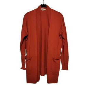 Madewell Bradley Cardigan Small Burnt Orange Pockets Open